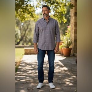 Ted Baker Purple/Gray Checkered Casual Button Down Shirt Size 4